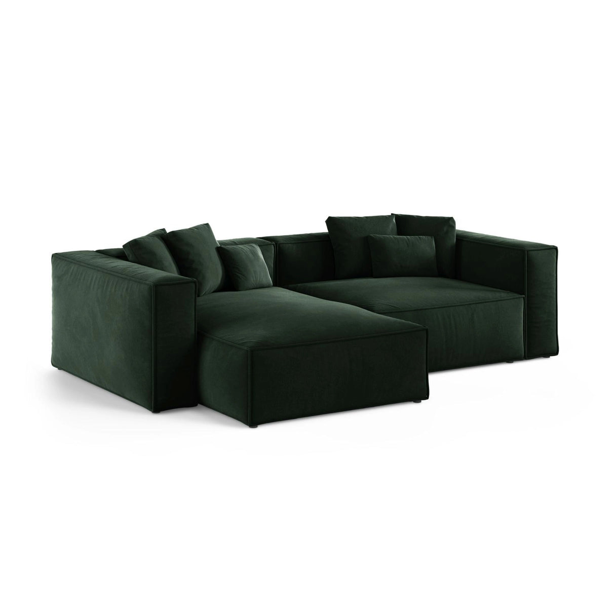 Aveiro 3-Sitzer Ecksofa, Linke Seite, aus Samt in Flaschengrün (Casino Deep Green), 254x167x86 cm von Cosmopolitan Design – Bild 2