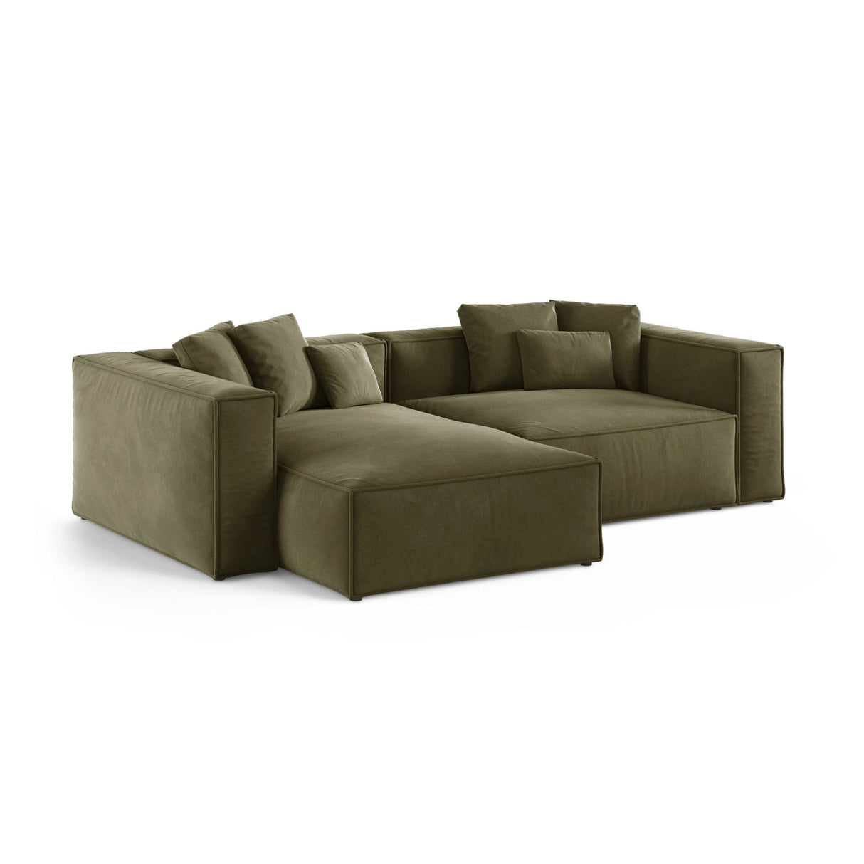Aveiro 3-Sitzer Ecksofa, Linke Seite, aus Samt in Hellgrün (Casino Forest), 254x167x86 cm von Cosmopolitan Design – Bild 2