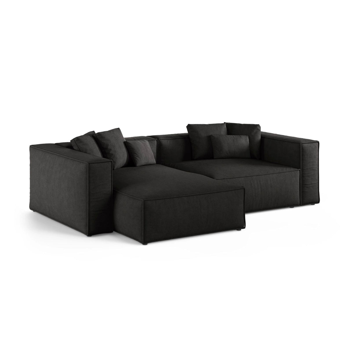 Aveiro 3-Sitzer Ecksofa, Linke Seite, aus Strukturierter Stoff in Schwarz (Liberty 22), 254x167x86 cm von Cosmopolitan Design – Bild 2