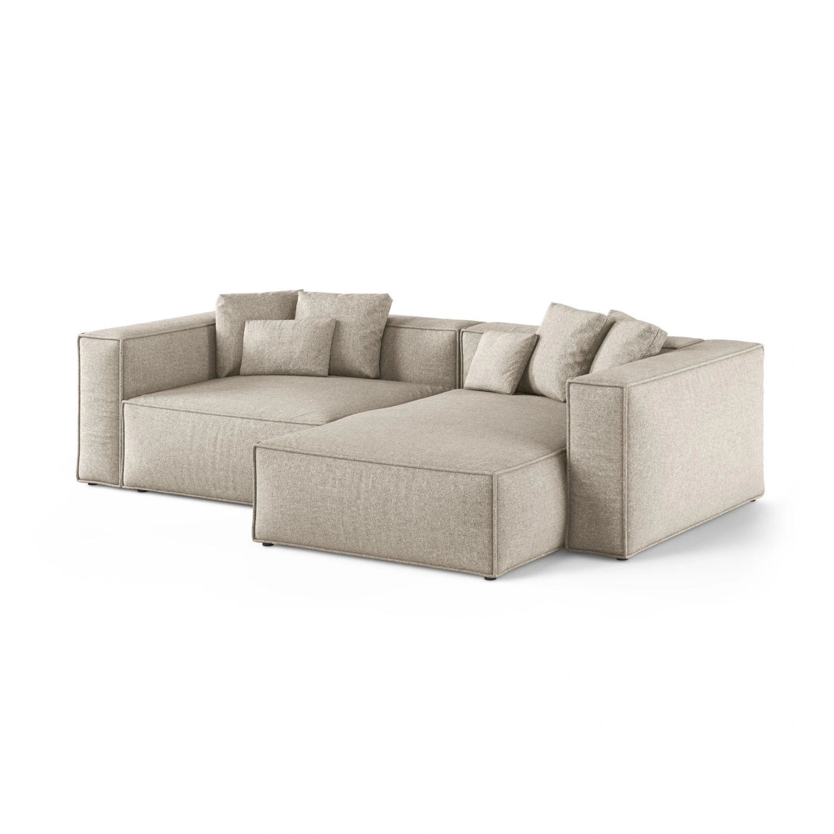 Aveiro 3-Sitzer Ecksofa, Rechte Seite, aus Chenille in Dunkelbeige (Eden 4 Beige), 254x167x86 cm von Cosmopolitan Design – Bild 2