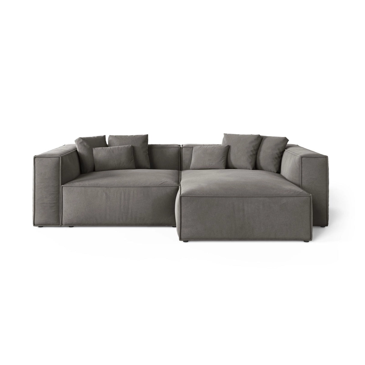 Aveiro 3-Sitzer Ecksofa, Rechte Seite, aus Samt in Grau (Casino Stone), 254x167x86 cm von Cosmopolitan Design – Bild 1