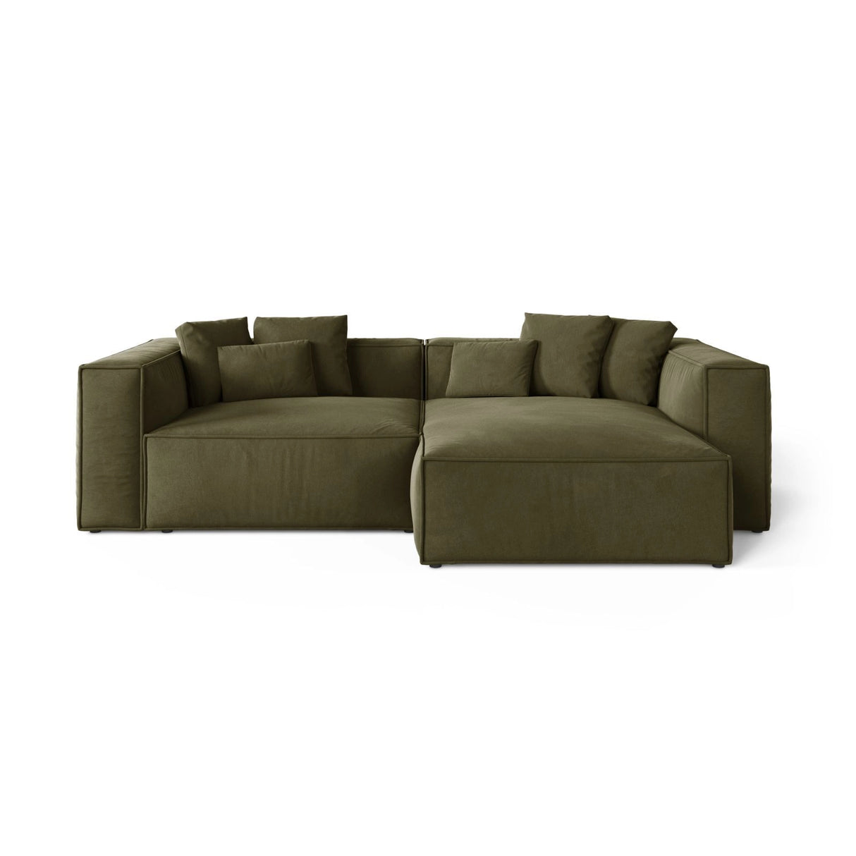 Aveiro 3-Sitzer Ecksofa, Rechte Seite, aus Samt in Hellgrün (Casino Forest), 254x167x86 cm von Cosmopolitan Design – Bild 1