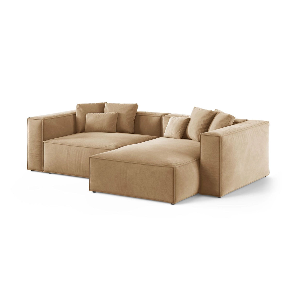 Aveiro 3-Sitzer Ecksofa, Rechte Seite, aus Samt in Sand (Casino Lion), 254x167x86 cm von Cosmopolitan Design – Bild 2