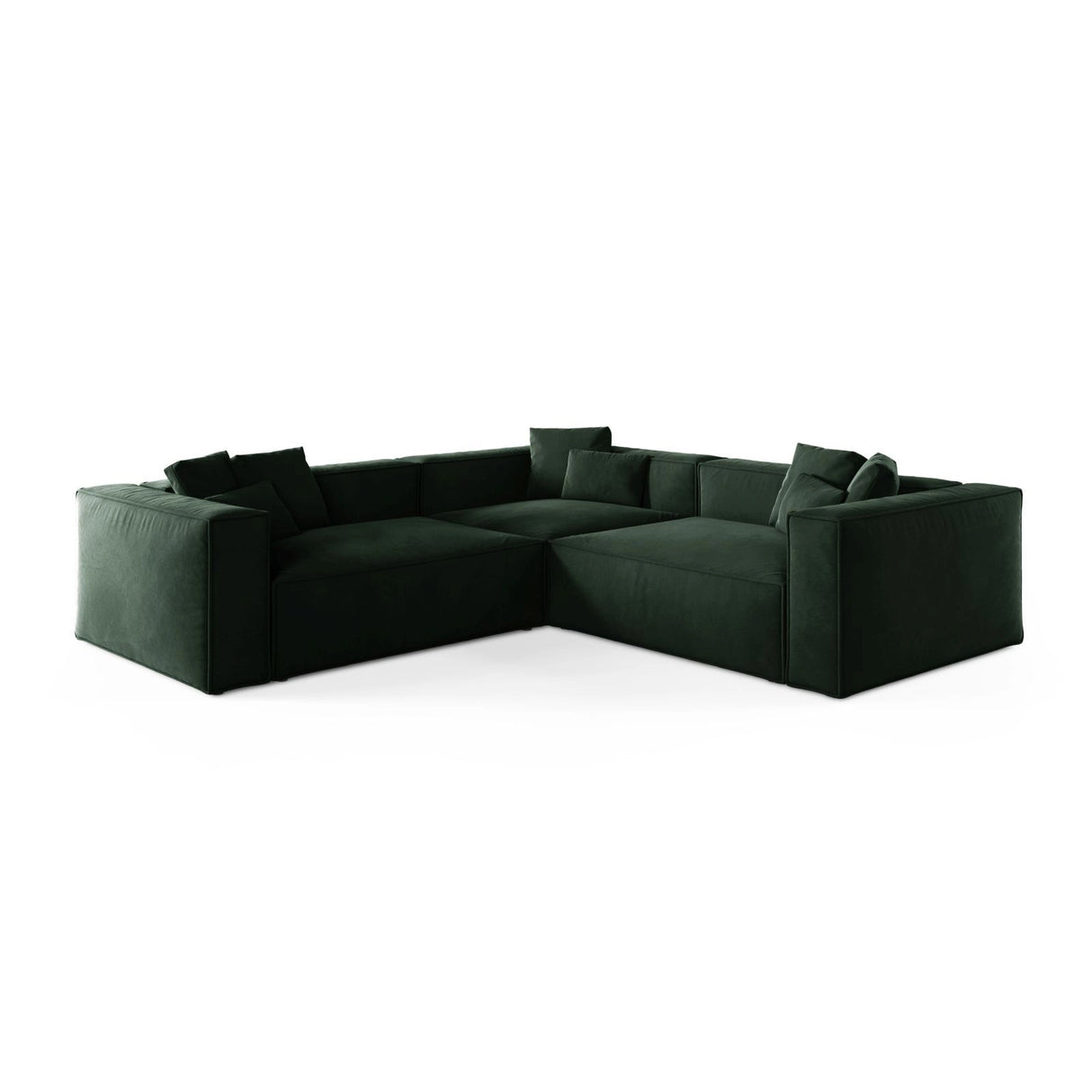 Aveiro 5-Sitzer Ecksofa, symmetrisch, aus Samt in Flaschengrün (Casino Deep Green), 268x268x86 cm von Cosmopolitan Design – Bild 1