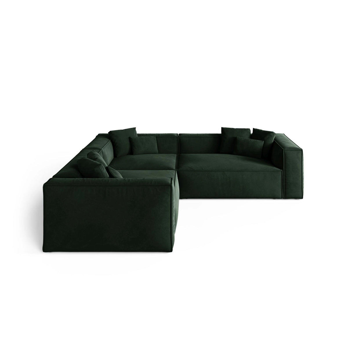 Aveiro 5-Sitzer Ecksofa, symmetrisch, aus Samt in Flaschengrün (Casino Deep Green), 268x268x86 cm von Cosmopolitan Design – Bild 2