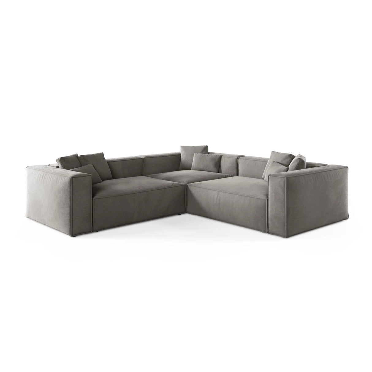 Aveiro 5-Sitzer Ecksofa, symmetrisch, aus Samt in Grau (Casino Stone), 268x268x86 cm von Cosmopolitan Design – Bild 1