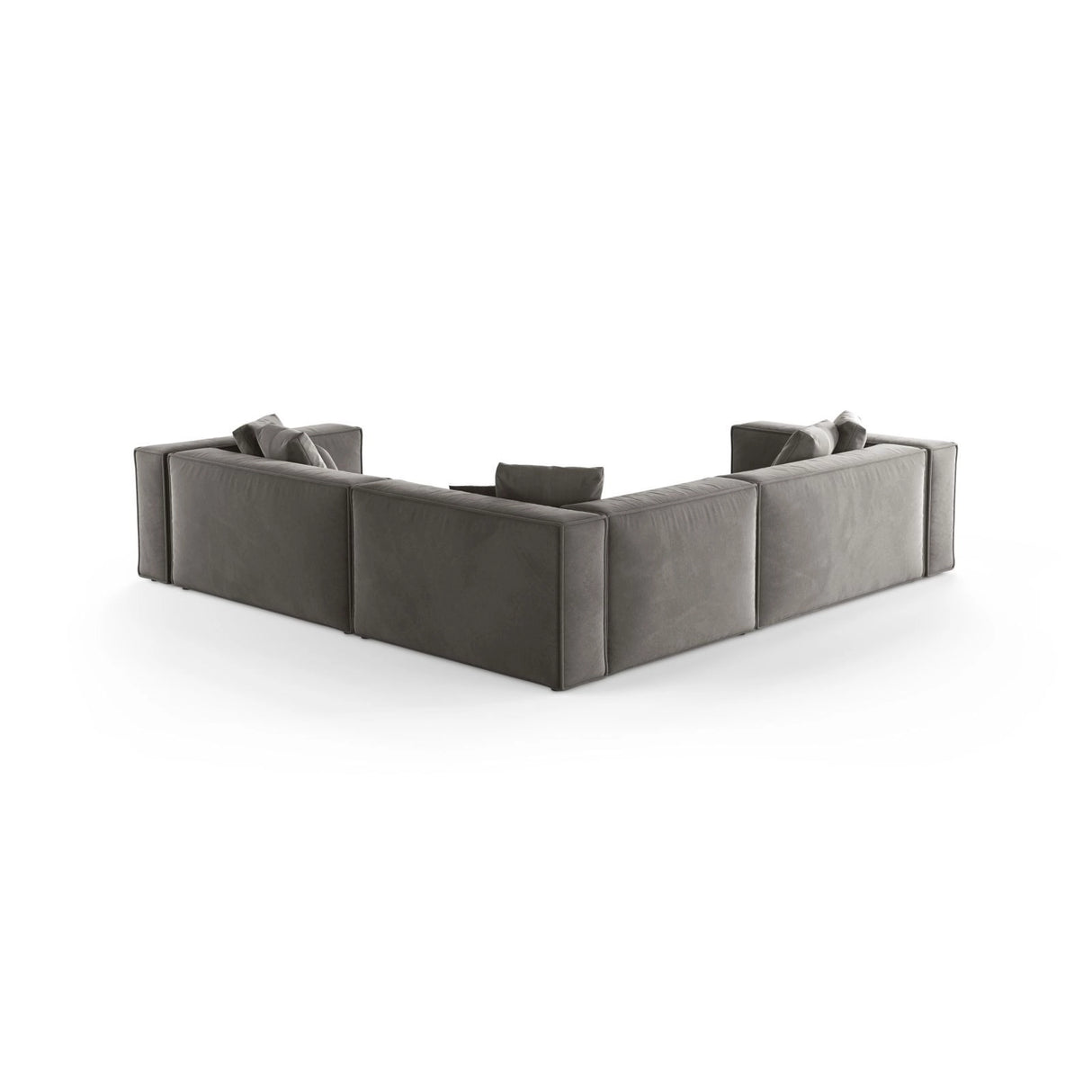 Aveiro 5-Sitzer Ecksofa, symmetrisch, aus Samt in Grau (Casino Stone), 268x268x86 cm von Cosmopolitan Design – Bild 3