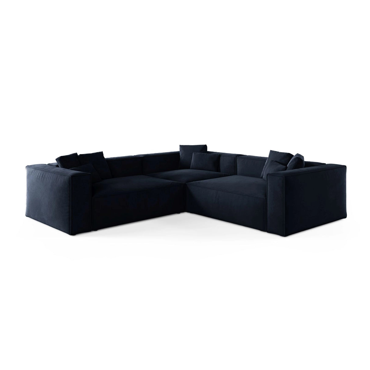 Aveiro 5-Sitzer Ecksofa, symmetrisch, aus Samt in Königsblau (Casino Deep Blue), 268x268x86 cm von Cosmopolitan Design – Bild 1