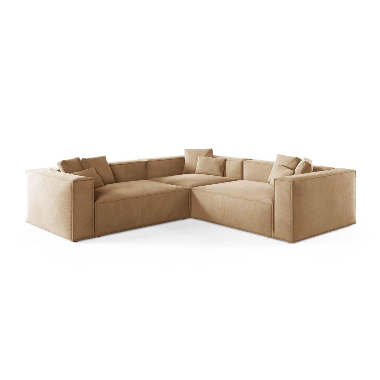 Aveiro 5-Sitzer Ecksofa, symmetrisch, aus Samt in Sand (Casino Lion), 268x268x86 cm von Cosmopolitan Design – Bild 1