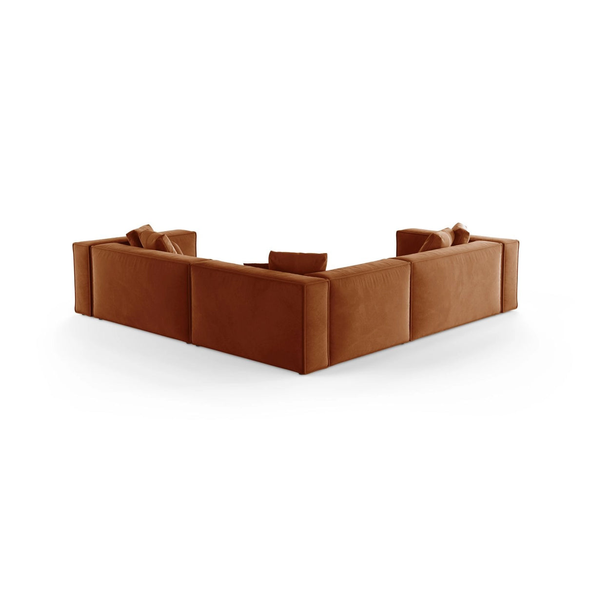 Aveiro 5-Sitzer Ecksofa, symmetrisch, aus Samt in Terrakotta (Casino Terracota), 268x268x86 cm von Cosmopolitan Design – Bild 3