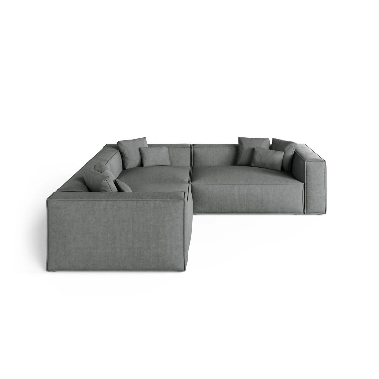Aveiro 5-Sitzer Ecksofa, symmetrisch, aus Strukturierter Stoff in Grau (Liberty 20), 268x268x86 cm von Cosmopolitan Design – Bild 2