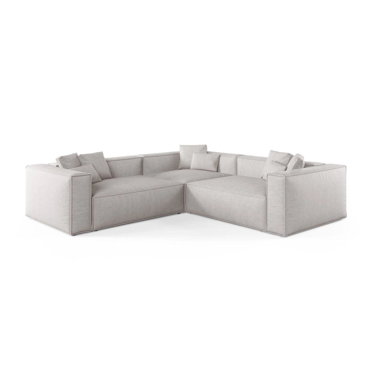 Aveiro 5-Sitzer Ecksofa, symmetrisch, aus Strukturierter Stoff in Hellgrau (Liberty 18), 268x268x86 cm von Cosmopolitan Design – Bild 1