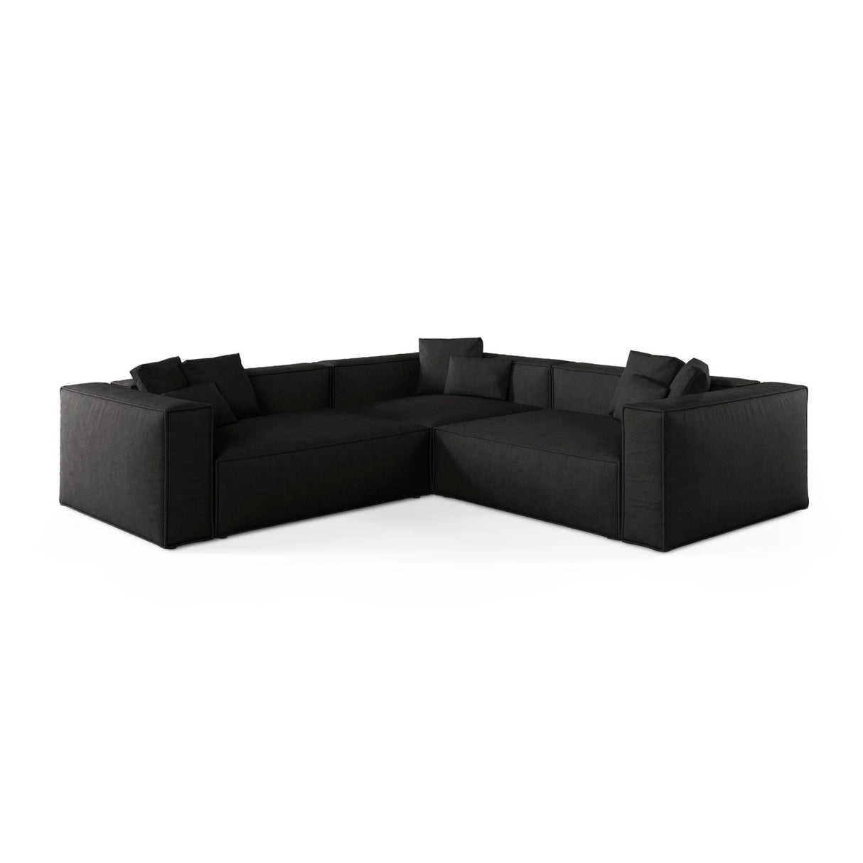 Aveiro 5-Sitzer Ecksofa, symmetrisch, aus Strukturierter Stoff in Schwarz (Liberty 22), 268x268x86 cm von Cosmopolitan Design – Bild 1