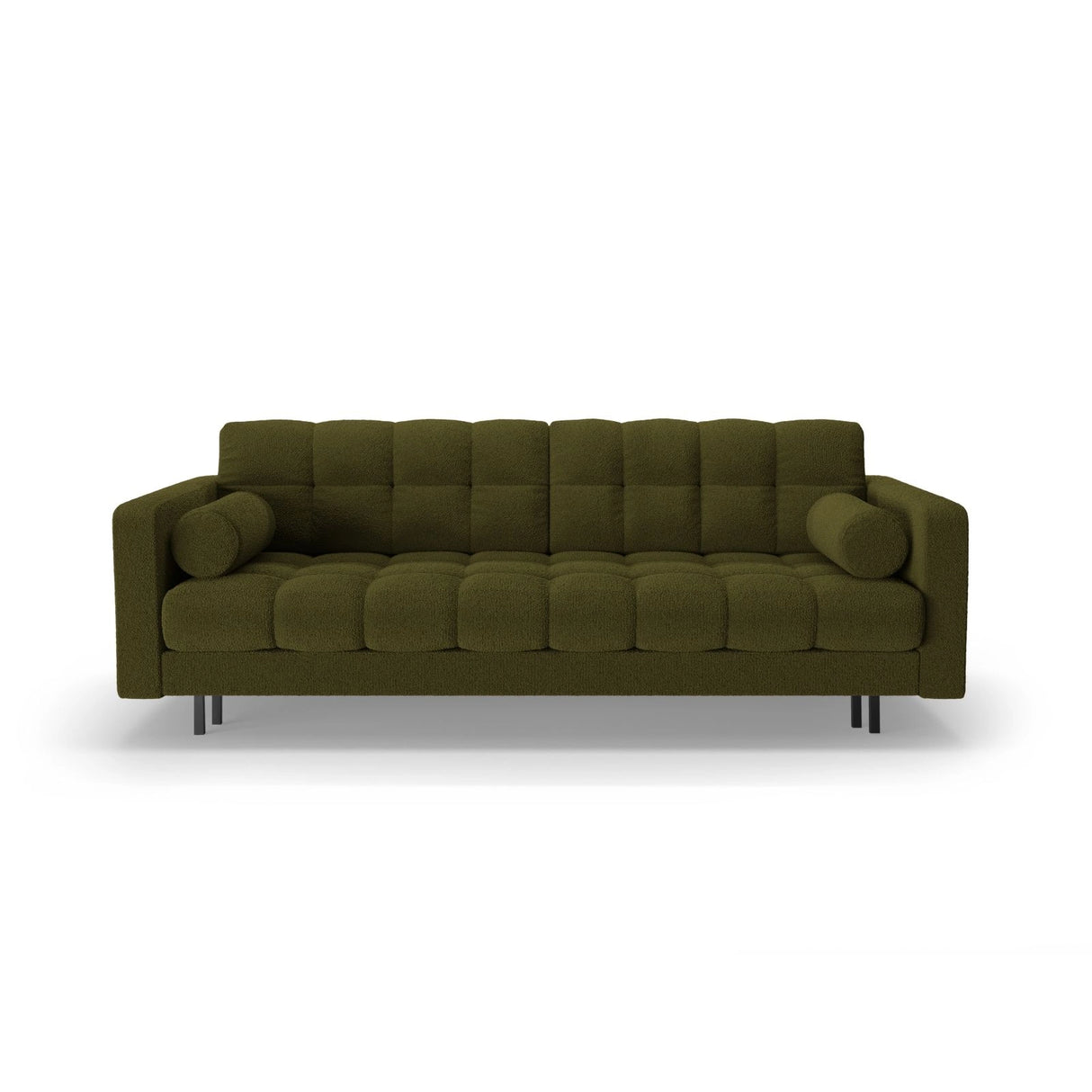 Bali 3-Sitzer Sofa mit Schlaffunktion und Stauraum, aus Boucle in Dunkles Olivgrün (Baloo 2090), 222x84x105 cm von Cosmopolitan Design – Bild 1