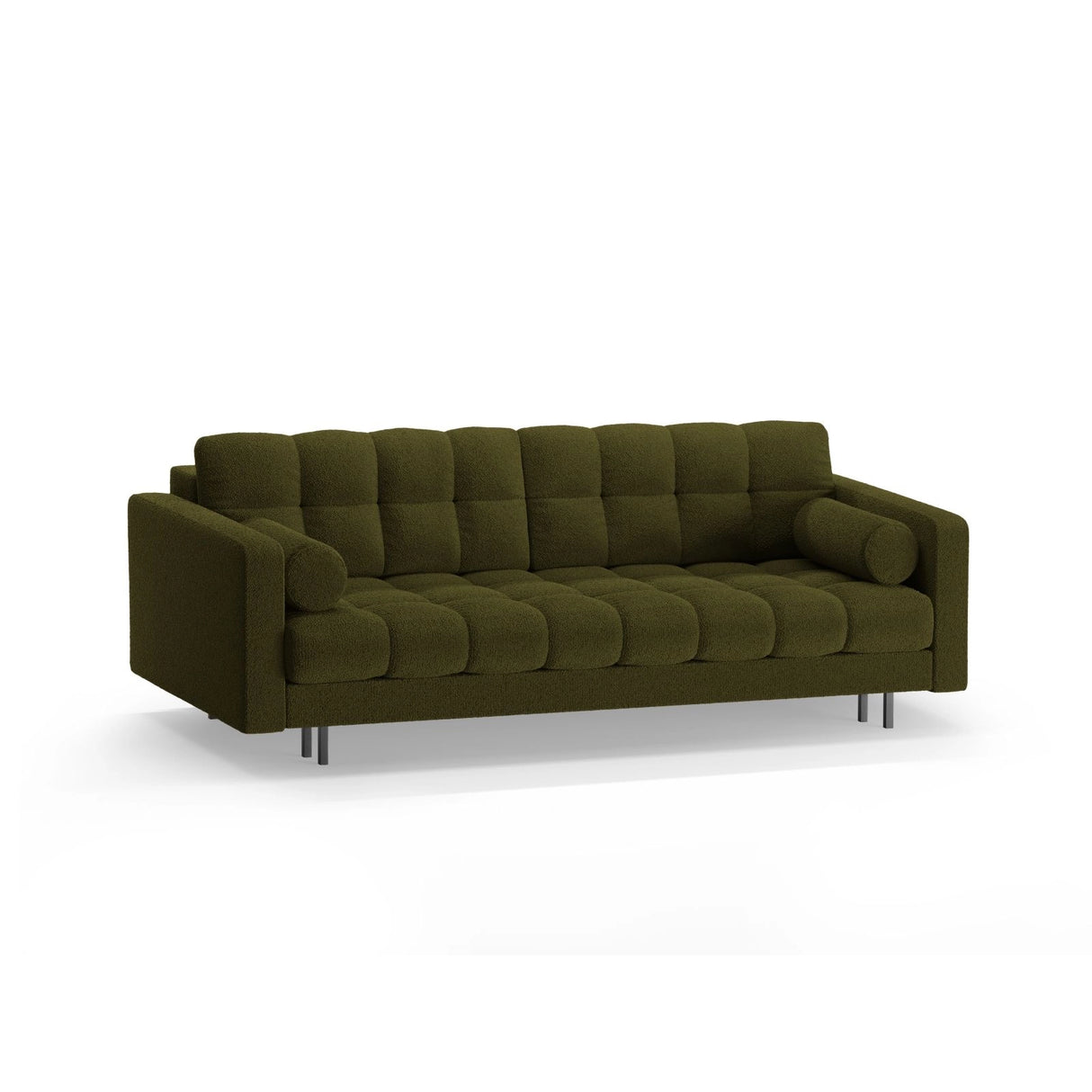 Bali 3-Sitzer Sofa mit Schlaffunktion und Stauraum, aus Boucle in Dunkles Olivgrün (Baloo 2090), 222x84x105 cm von Cosmopolitan Design – Bild 4