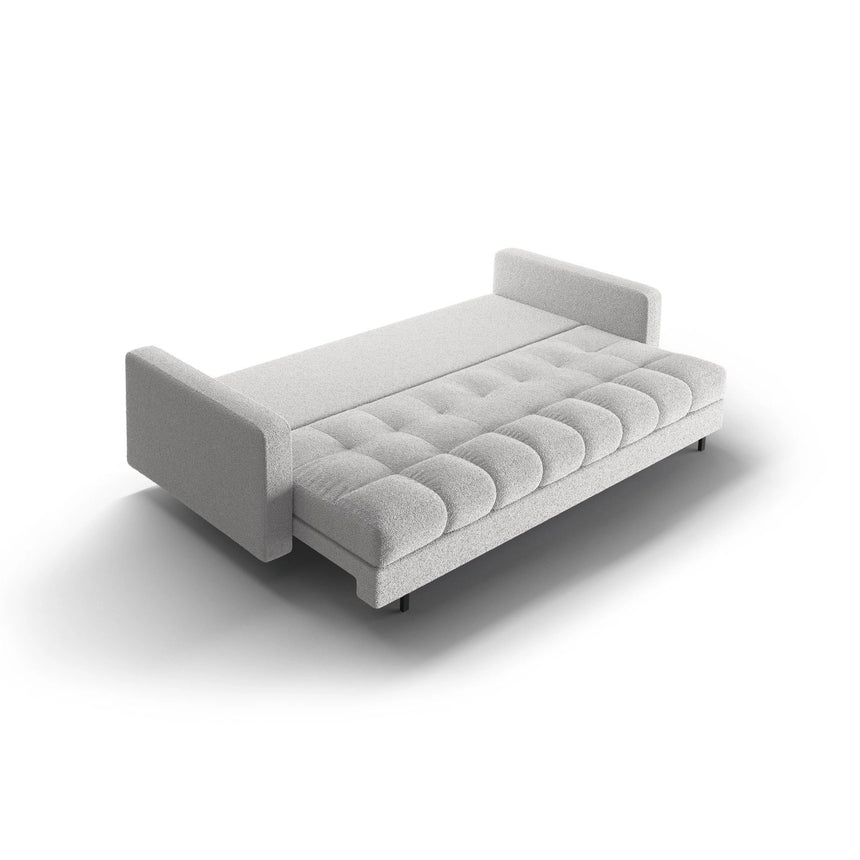 Bali 3-Sitzer Sofa mit Schlaffunktion und Stauraum, aus Boucle in Hellgrau (Baloo 2085), 222x84x105 cm von Cosmopolitan Design – Bild 6