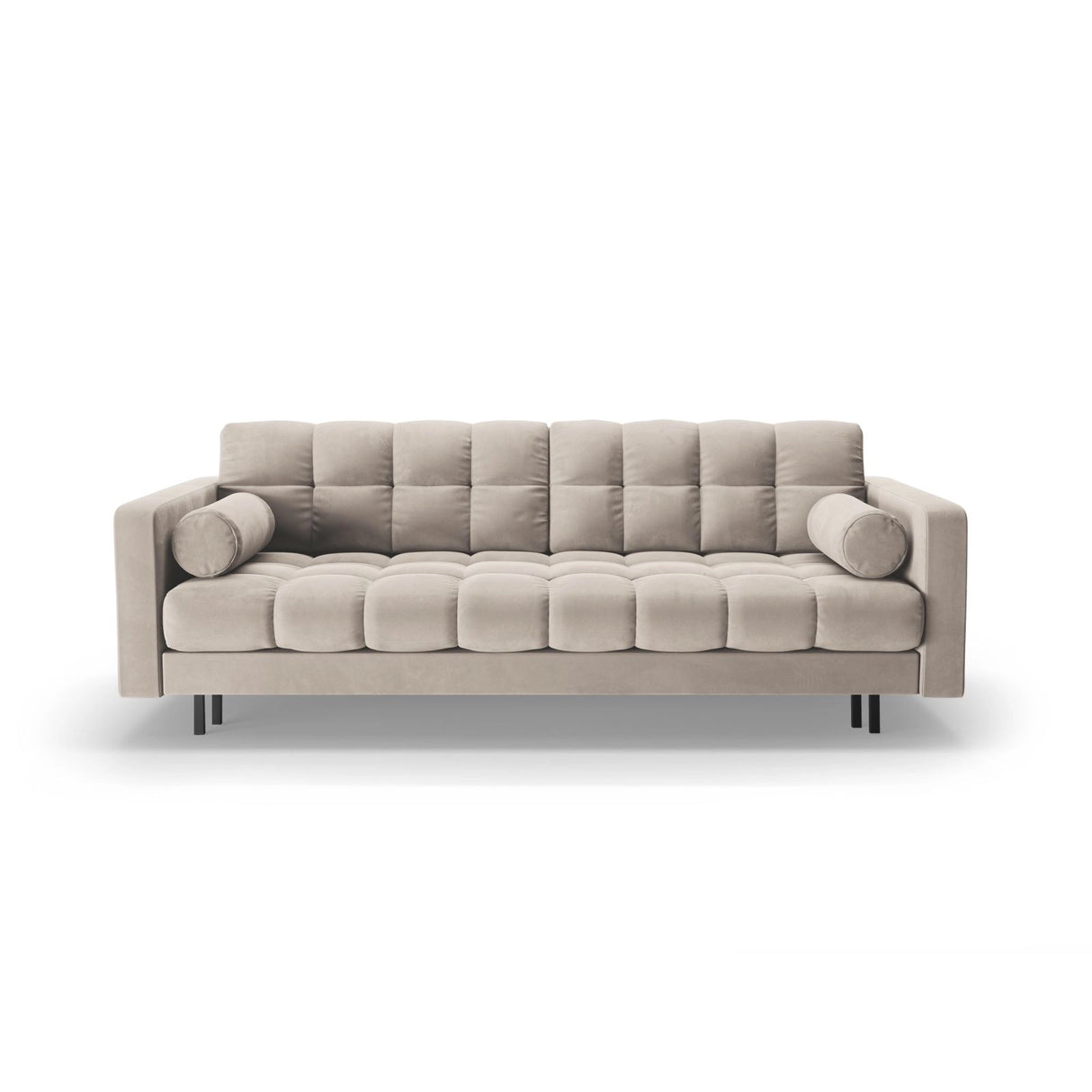 Bali 3-Sitzer Sofa mit Schlaffunktion und Stauraum, aus Samt in Dunkelbeige (Bluvel 30), 222x84x105 cm von Cosmopolitan Design – Bild 1