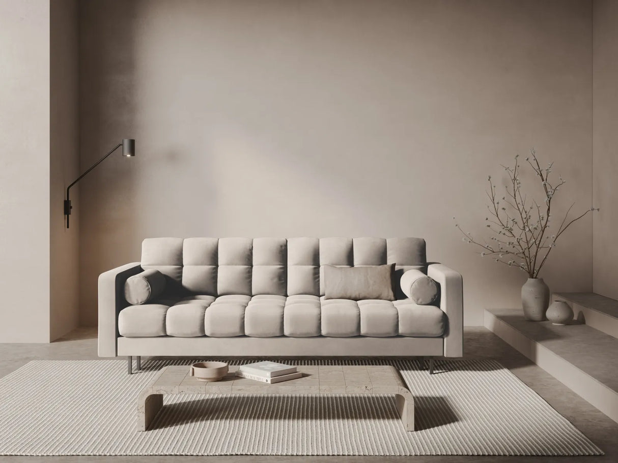 Bali 3-Sitzer Sofa mit Schlaffunktion und Stauraum, aus Samt in Dunkelbeige (Bluvel 30), 222x84x105 cm von Cosmopolitan Design – Bild 2