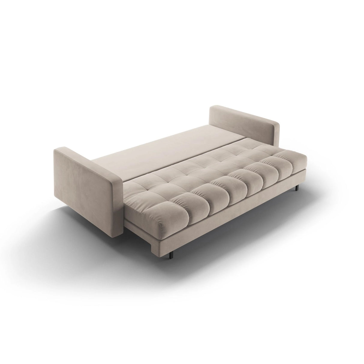 Bali 3-Sitzer Sofa mit Schlaffunktion und Stauraum, aus Samt in Dunkelbeige (Bluvel 30), 222x84x105 cm von Cosmopolitan Design – Bild 6