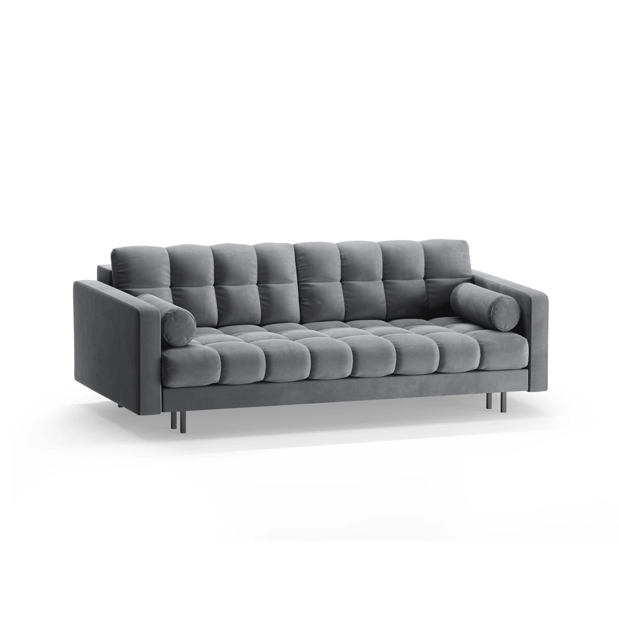 Bali 3-Sitzer Sofa mit Schlaffunktion und Stauraum, aus Samt in Grau (Bluvel 10), 222x84x105 cm von Cosmopolitan Design – Bild 4
