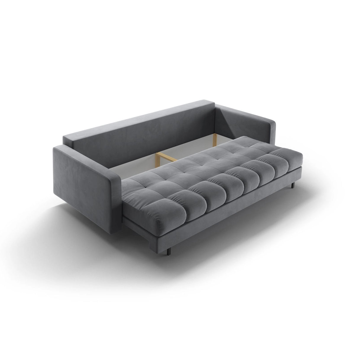 Bali 3-Sitzer Sofa mit Schlaffunktion und Stauraum, aus Samt in Grau (Bluvel 10), 222x84x105 cm von Cosmopolitan Design – Bild 8