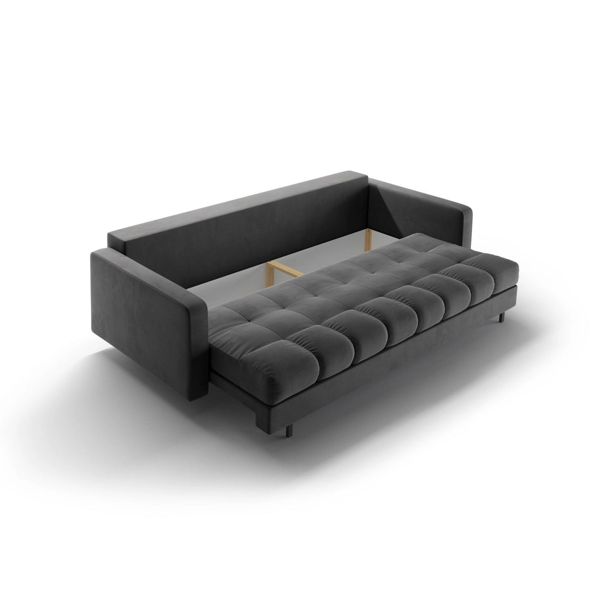 Bali 3-Sitzer Sofa mit Schlaffunktion und Stauraum, aus Samt in Grau (Bluvel 14), 222x84x105 cm von Cosmopolitan Design – Bild 8