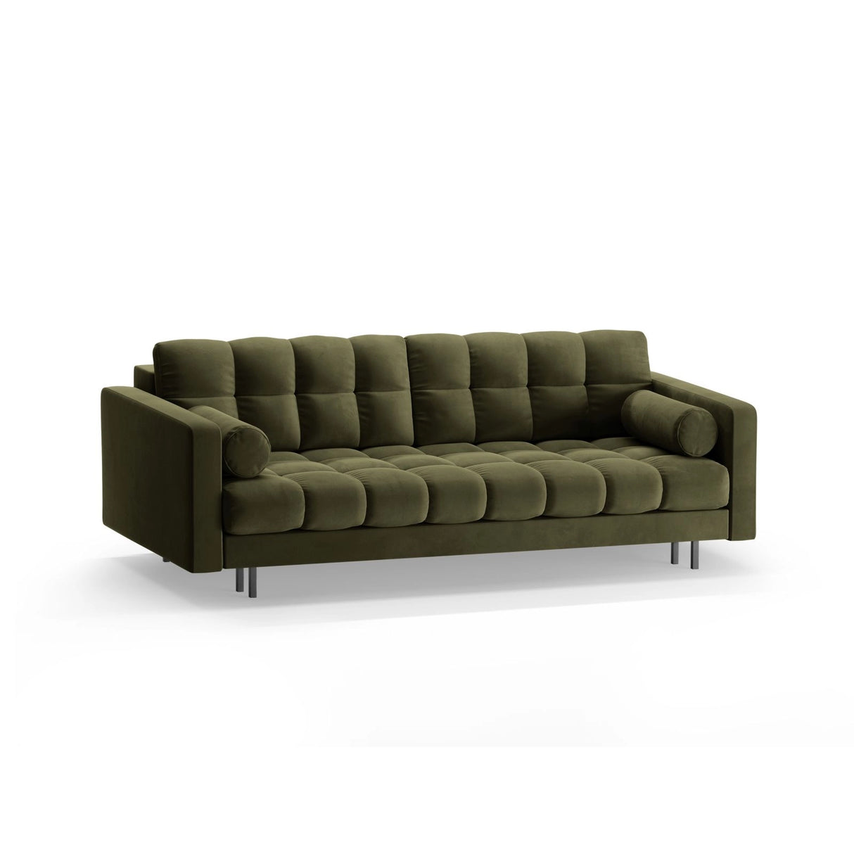 Bali 3-Sitzer Sofa mit Schlaffunktion und Stauraum, aus Samt in Grün (Bluvel 77), 222x84x105 cm von Cosmopolitan Design – Bild 4