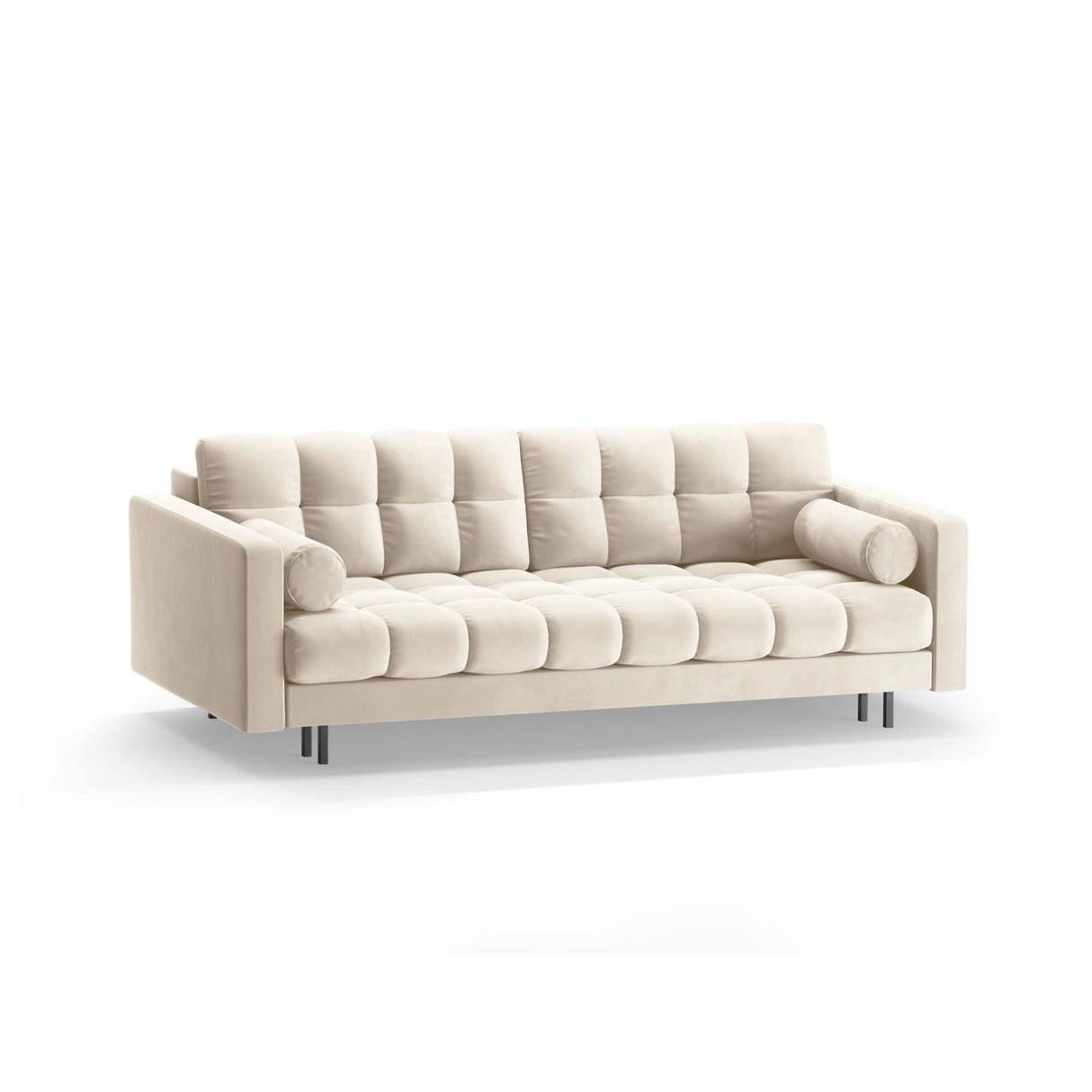 Bali 3-Sitzer Sofa mit Schlaffunktion und Stauraum, aus Samt in Hellbeige (Bluvel 22), 222x84x105 cm von Cosmopolitan Design – Bild 4