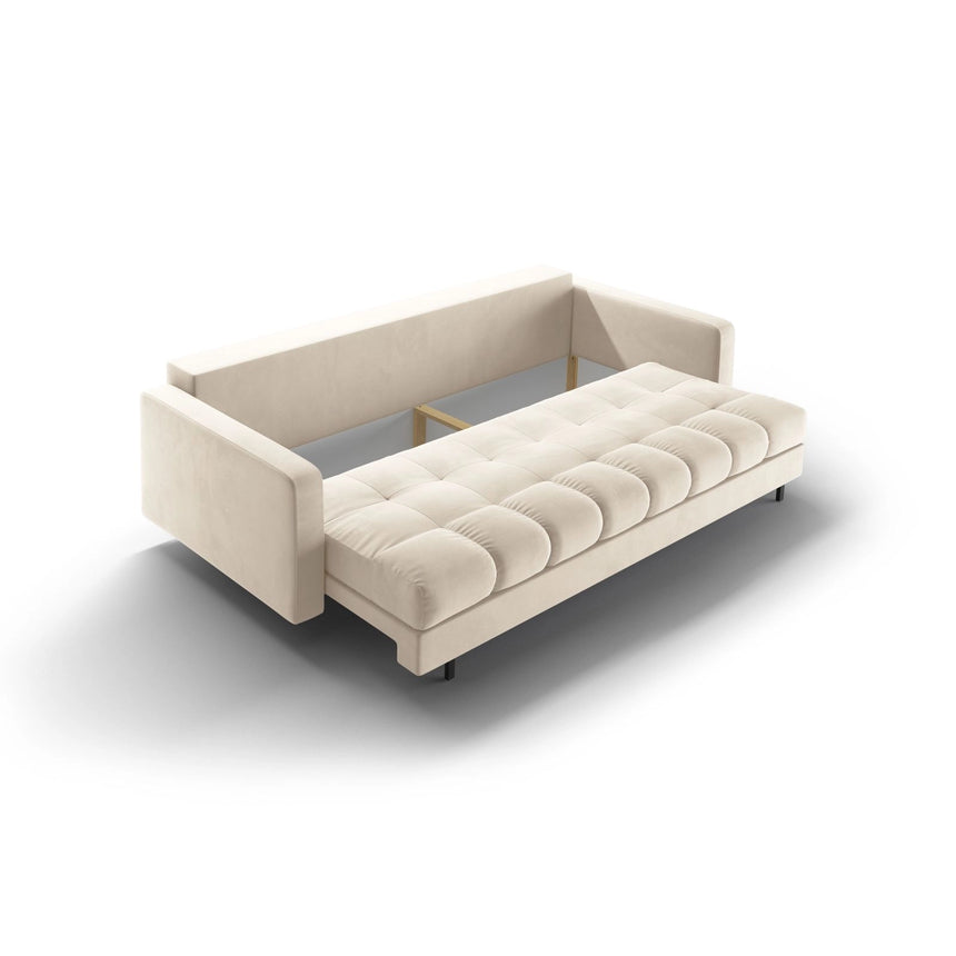 Bali 3-Sitzer Sofa mit Schlaffunktion und Stauraum, aus Samt in Hellbeige (Bluvel 22), 222x84x105 cm von Cosmopolitan Design – Bild 8