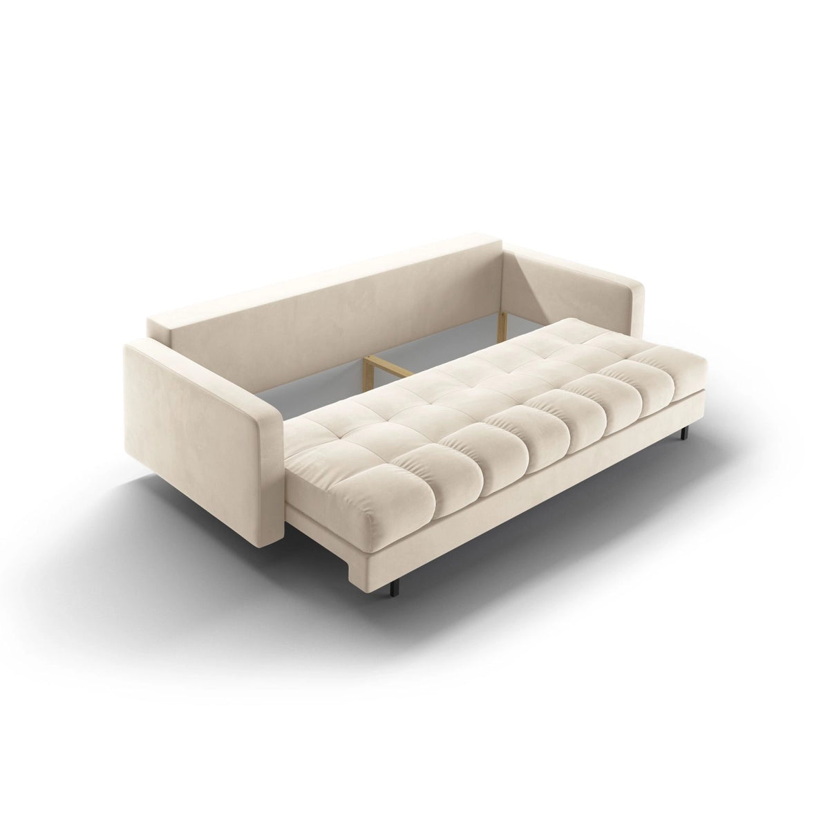 Bali 3-Sitzer Sofa mit Schlaffunktion und Stauraum, aus Samt in Hellbeige (Bluvel 22), 222x84x105 cm von Cosmopolitan Design – Bild 8