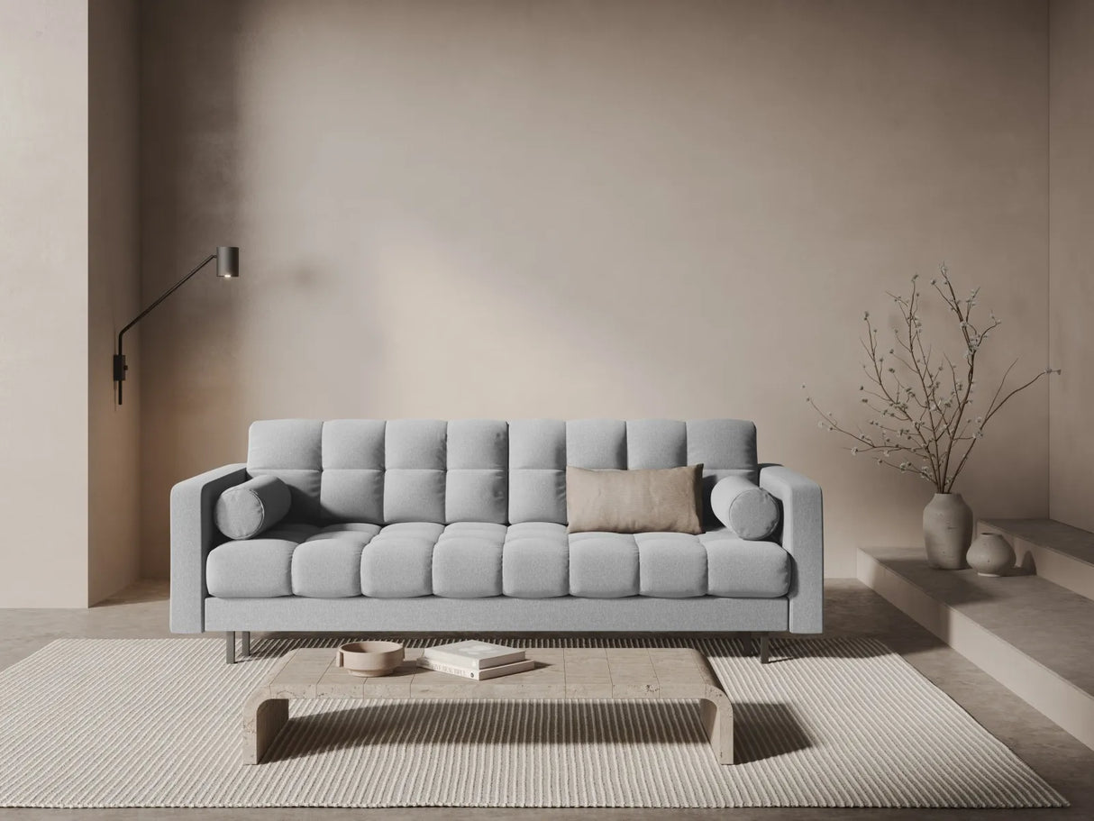 Bali 3-Sitzer Sofa mit Schlaffunktion und Stauraum, aus Strukturierter Stoff in Hellgrau (Neve 80), 222x84x105 cm von Cosmopolitan Design – Bild 2