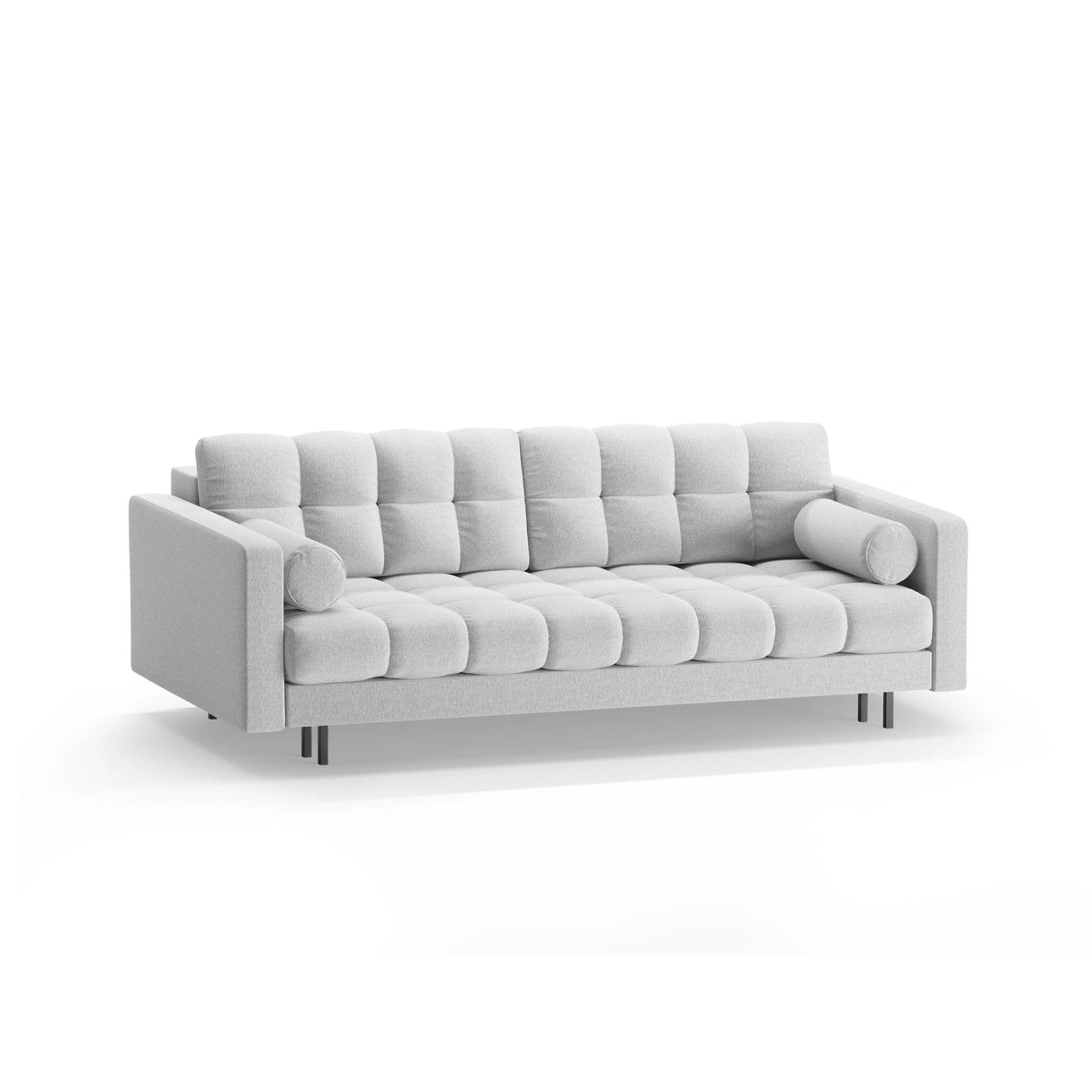 Bali 3-Sitzer Sofa mit Schlaffunktion und Stauraum, aus Strukturierter Stoff in Hellgrau (Neve 80), 222x84x105 cm von Cosmopolitan Design – Bild 4