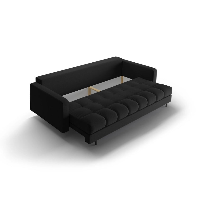 Bali 3-Sitzer Sofa mit Schlaffunktion und Stauraum, aus Strukturierter Stoff in Schwarz (Neve 100), 222x84x105 cm von Cosmopolitan Design – Bild 8