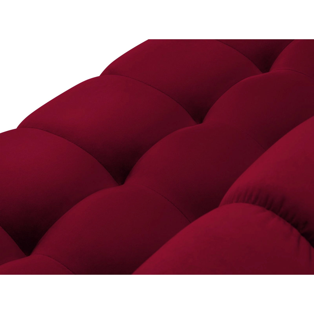 Bali 7-Sitzer Panorama Ecksofa, Rechte Seite, aus Samt in Rot (Bluvel 59), Beine aus Schwarzes Metall, 327x256x75 cm von Cosmopolitan Design – Bild 5