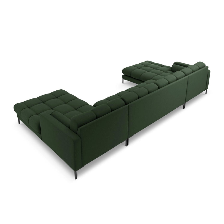 Bali 7-Sitzer Panorama Sofa aus Strukturierter Stoff in Dunkelgrün (Nea 78), Beine in Schwarzes Metall, 383x185x75 cm von Cosmopolitan Design – Bild 5