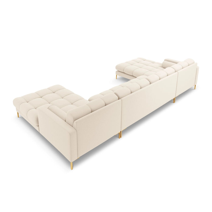 Bali 7-Sitzer Panorama Sofa aus Strukturierter Stoff in Hellbeige (Nea 23), Beine in Goldmetall, 383x185x75 cm von Cosmopolitan Design – Bild 5
