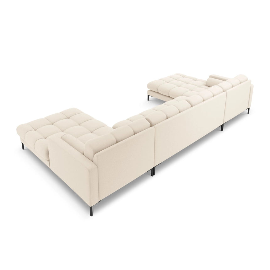 Bali 7-Sitzer Panorama Sofa aus Strukturierter Stoff in Hellbeige (Nea 23), Beine in Schwarzes Metall, 383x185x75 cm von Cosmopolitan Design – Bild 5
