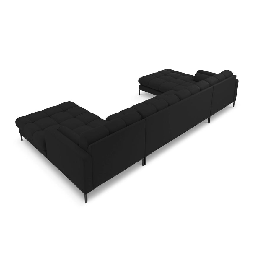 Bali 7-Sitzer Panorama Sofa aus Strukturierter Stoff in Schwarz (Nea 19), Beine in Schwarzes Metall, 383x185x75 cm von Cosmopolitan Design – Bild 5