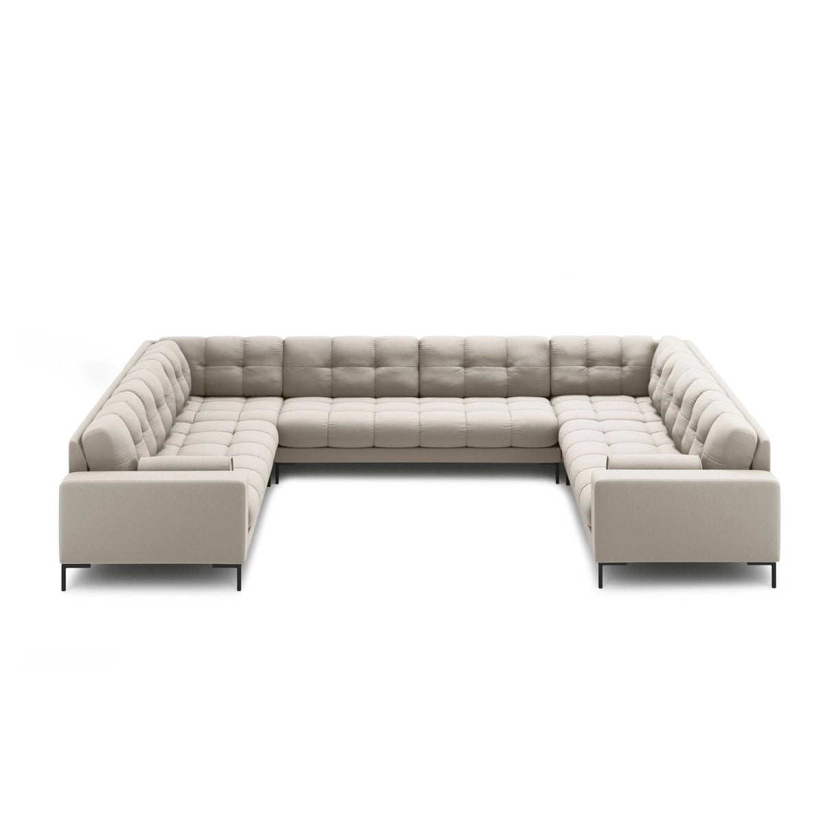 Bali 9-Sitzer Panorama Sofa aus Strukturierter Stoff in Beige (Neve 04), Beine in Schwarzes Metall, 327x256x75 cm von Cosmopolitan Design – Bild 3