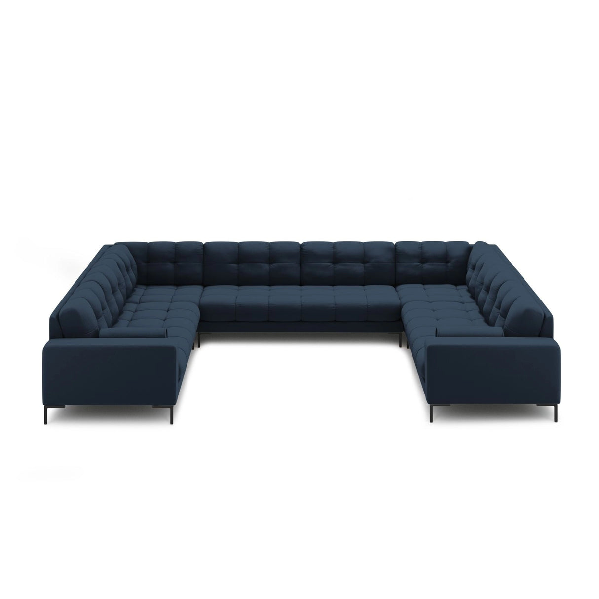 Bali 9-Sitzer Panorama Sofa aus Strukturierter Stoff in Blau (Neve 77), Beine in Schwarzes Metall, 327x256x75 cm von Cosmopolitan Design – Bild 3