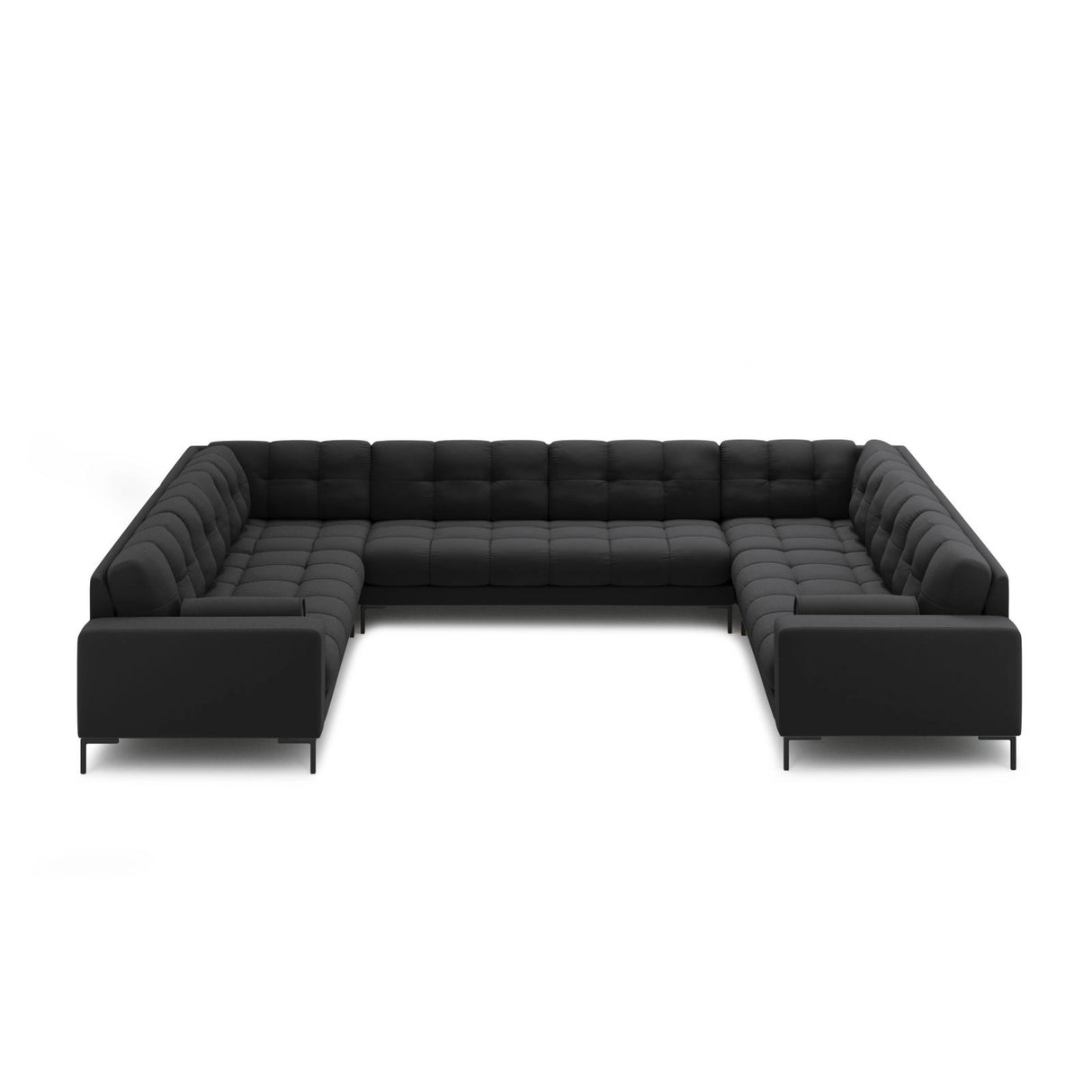 Bali 9-Sitzer Panorama Sofa aus Strukturierter Stoff in Dunkelgrau (Neve 97), Beine in Schwarzes Metall, 327x256x75 cm von Cosmopolitan Design – Bild 3