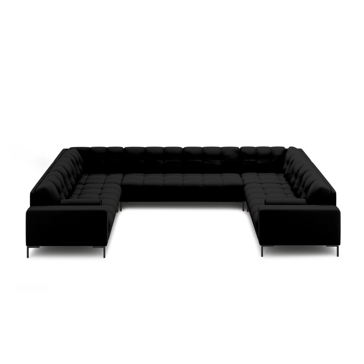 Bali 9-Sitzer Panorama Sofa aus Strukturierter Stoff in Schwarz (Neve 100), Beine in Schwarzes Metall, 327x256x75 cm von Cosmopolitan Design – Bild 3
