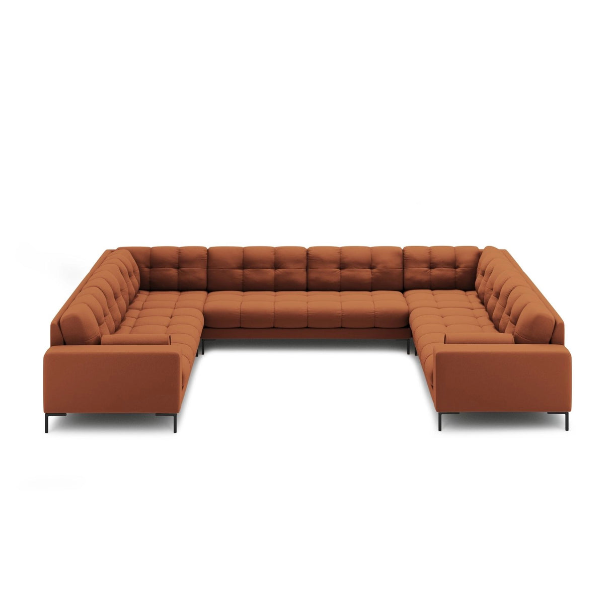 Bali 9-Sitzer Panorama Sofa aus Strukturierter Stoff in Ziegelstein (Neve 52), Beine in Schwarzes Metall, 327x256x75 cm von Cosmopolitan Design – Bild 3