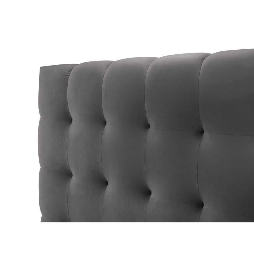 Bali Bett mit Kopfteil und Stauraum, aus Samt (Blu14) in Grau, 160x200 cm von Cosmopolitan Design – Bild 7