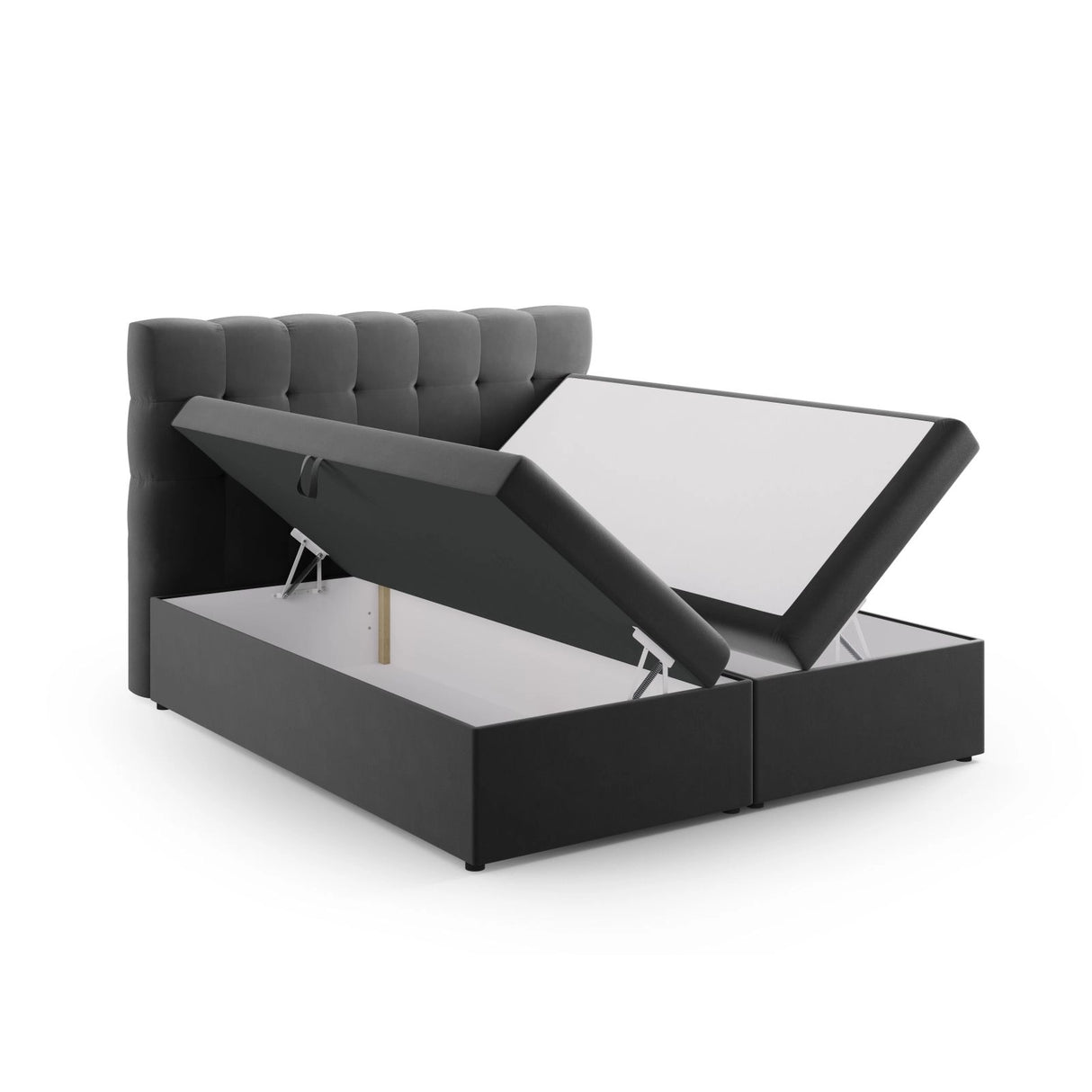 Bali Boxspringbett mit Kopfteil und Stauraum aus Samt in Grau (Bluvel 14), 140x200 cm von Cosmopolitan Design – Bild 5