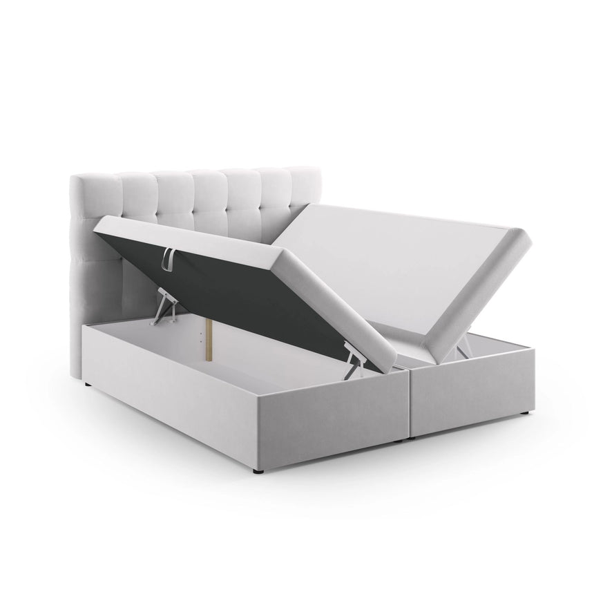 Bali Boxspringbett mit Kopfteil und Stauraum aus Samt in Silber (Bluvel 03), 140x200 cm von Cosmopolitan Design – Bild 5