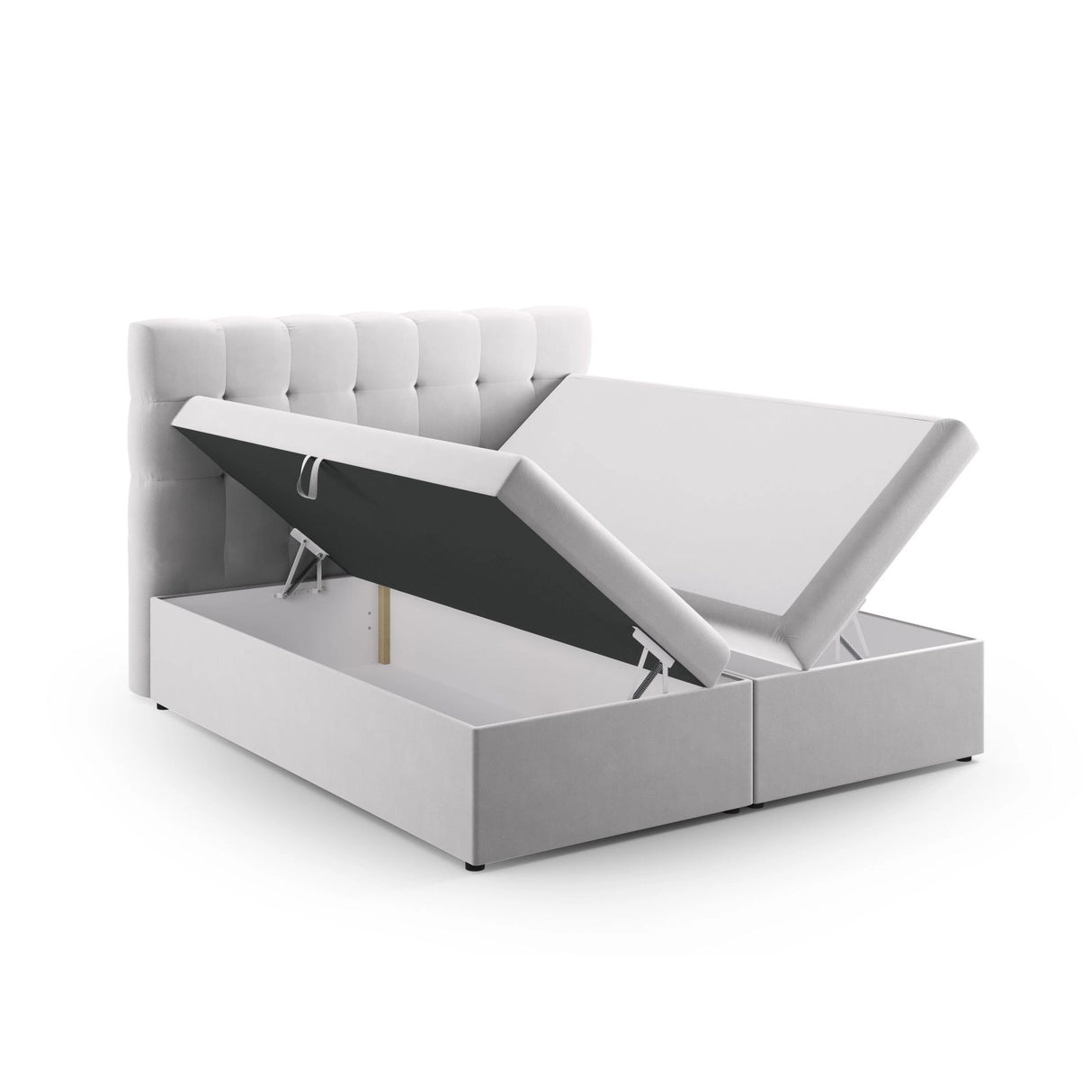 Bali Boxspringbett mit Kopfteil und Stauraum aus Samt in Silber (Bluvel 03), 200x160 cm von Cosmopolitan Design – Bild 4