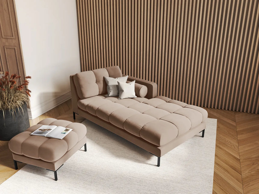 Bali Pouf aus Samt in Beige (Bluvel 28), 60x60x41 cm von Cosmopolitan Design – Bild 2