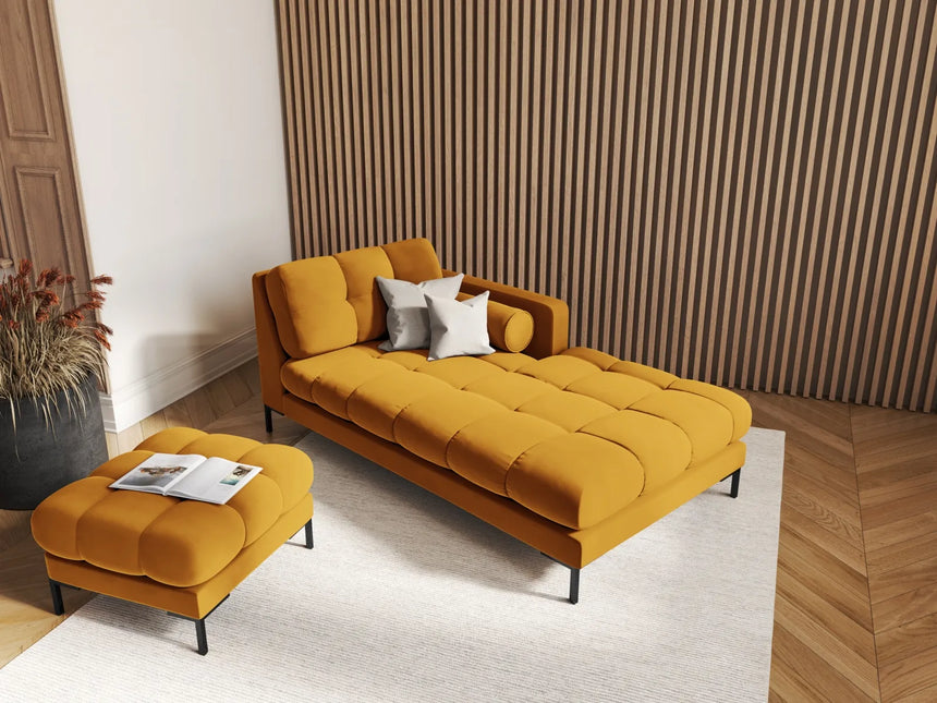 Bali Pouf aus Samt in Gelb (Bluvel 68), 60x60x41 cm von Cosmopolitan Design – Bild 2