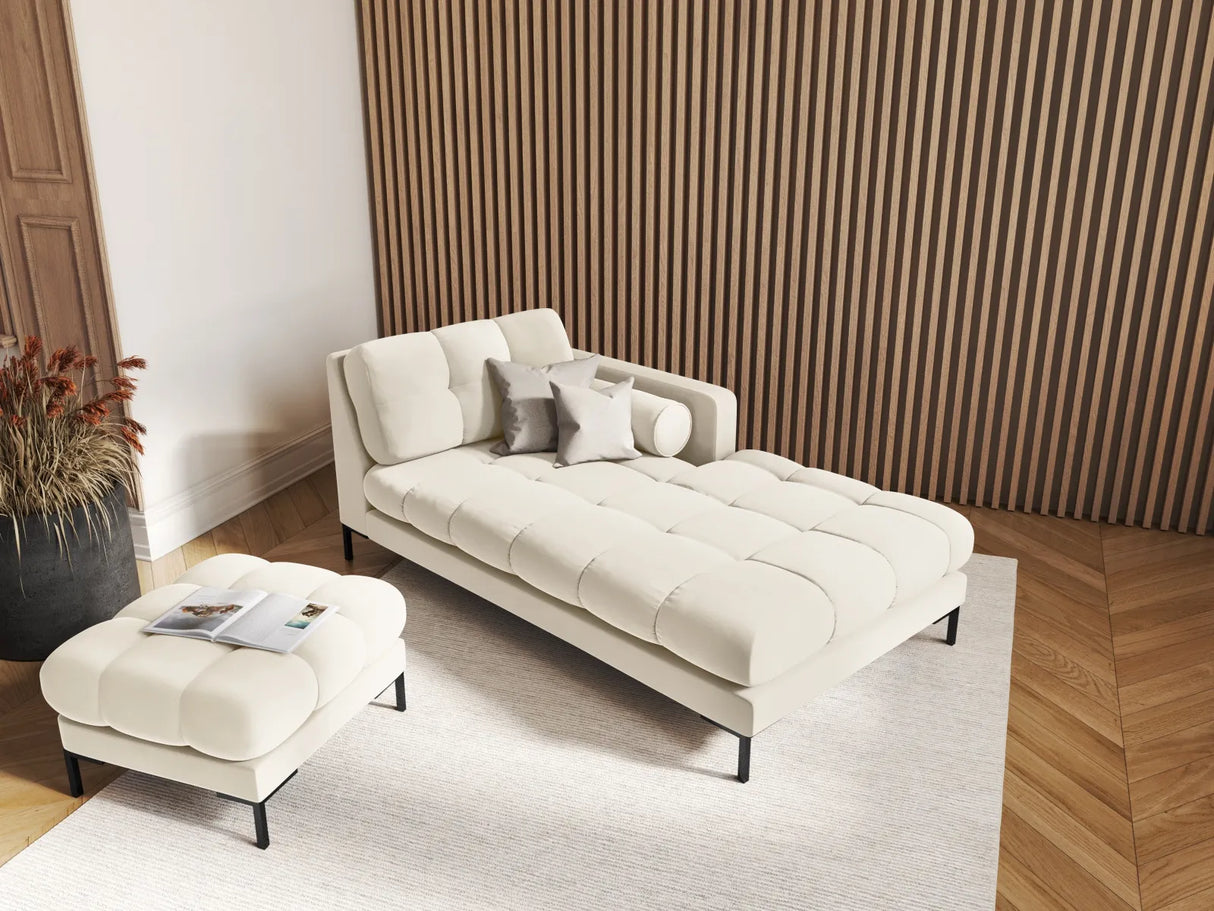 Bali Pouf aus Samt in Hellbeige (Bluvel 22), 60x60x41 cm von Cosmopolitan Design – Bild 2